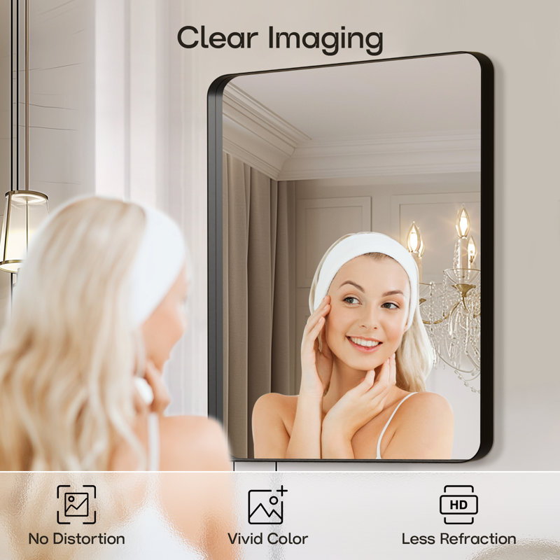 Latitude Run® Black Bathroom Mirror for Over Sink, Metal Frame Rectangle Vanity Mirror, Modern Farmhouse, Wall Mounted & Reviews | Wayfair Latitude Run® Black Bathroom Mirror for Over Sink, Metal Frame Rectangle Vanity Mirror, Modern Farmhouse, Wall Mounted & Reviews | Wayfair